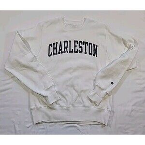 Charleston Champion Reverse Weave Sweatshirt Crewneck Size Small White